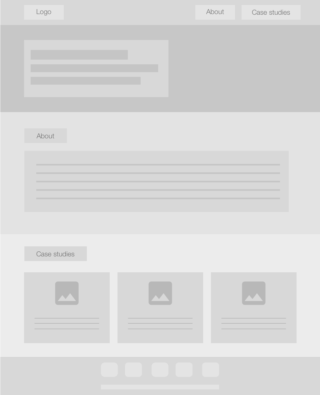 The homepage wireframe of the portfolio.