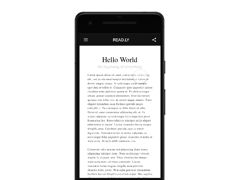 A simple progress bar indicating the reader's progress with the article using Framer.  
                            