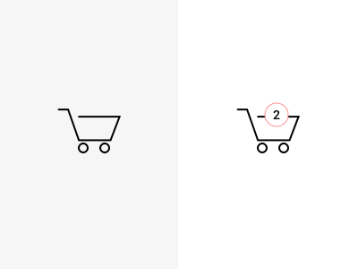 A simple shopping cart icon when its empty and has items.  
                            